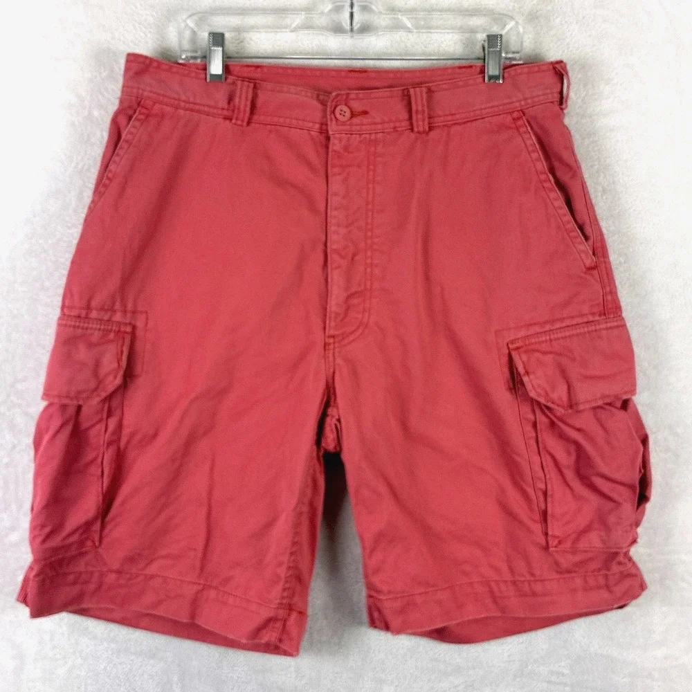 VTG Polo Ralph Lauren Cargo Shorts Mens 36 Coral Pink Twill Baggy Preppy Y2K